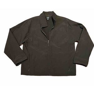 EILEEN‎ FISHER Jacket Italian Nylon Zip Front Pockets Dk Brown Size Medium